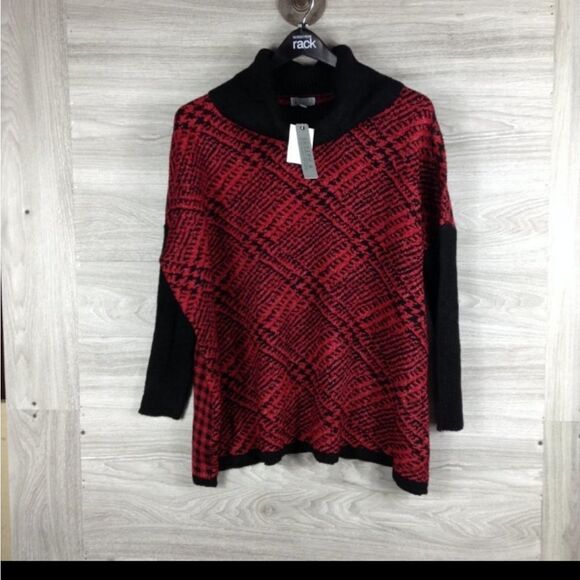 Joseph A Red Turtleneck Plaid Sweater size XS - Picture 2 of 5